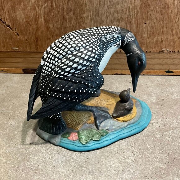 Ceramic Loon Mother & Chicks Sculpture - Picture 6 of 10